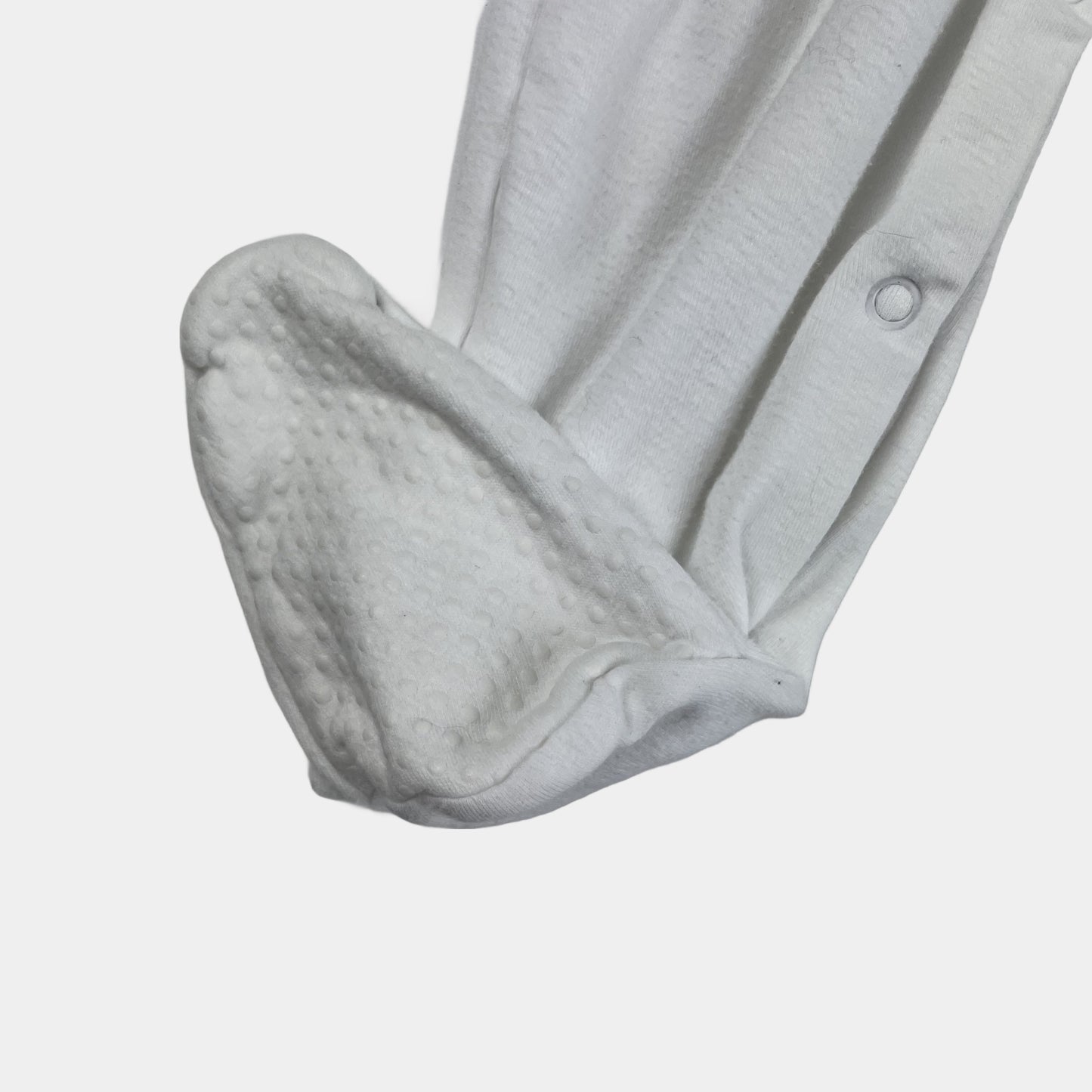 Weißer Baumwoll-Schlafanzug mit Füßen für Babys, 9-12 Monate – detail