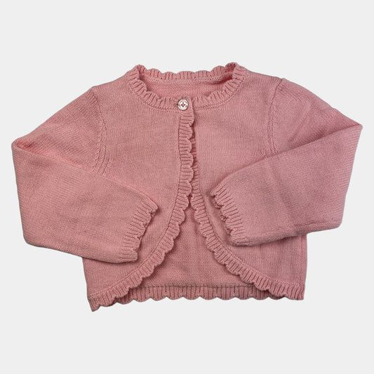 Rosa Strickjacke für Babys mit Rüschen und Knopfverschluss – front