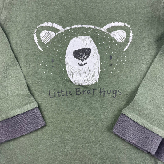 Grüner Baumwoll-Pullover mit Bärenmotiv von George, Größe 12-18 Monate – detail