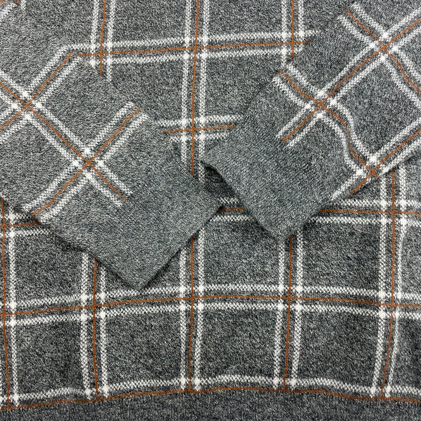 Grauer karierter Pullover aus Bio-Baumwolle für Jungen – detail