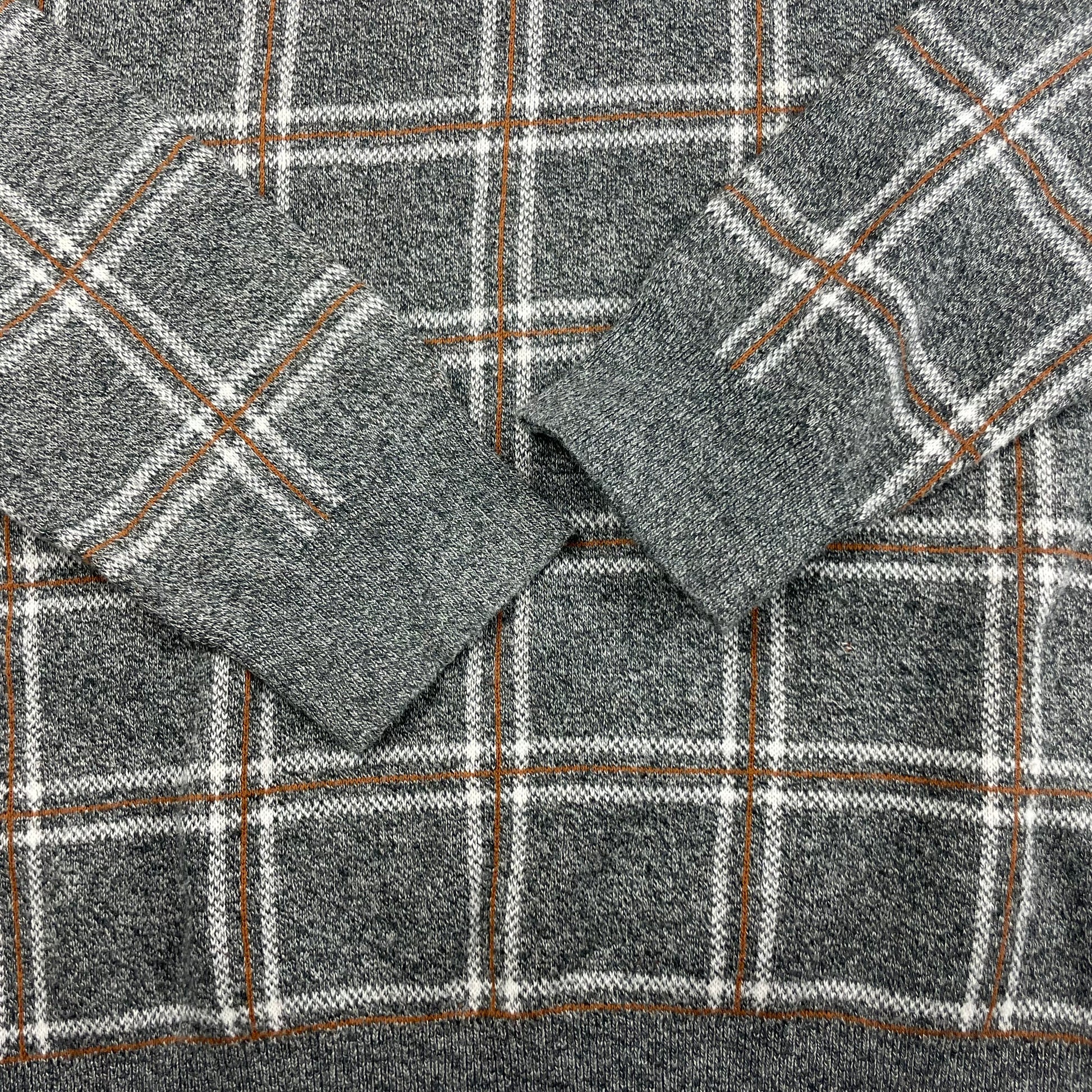 Grauer karierter Pullover aus Bio-Baumwolle für Jungen – detail