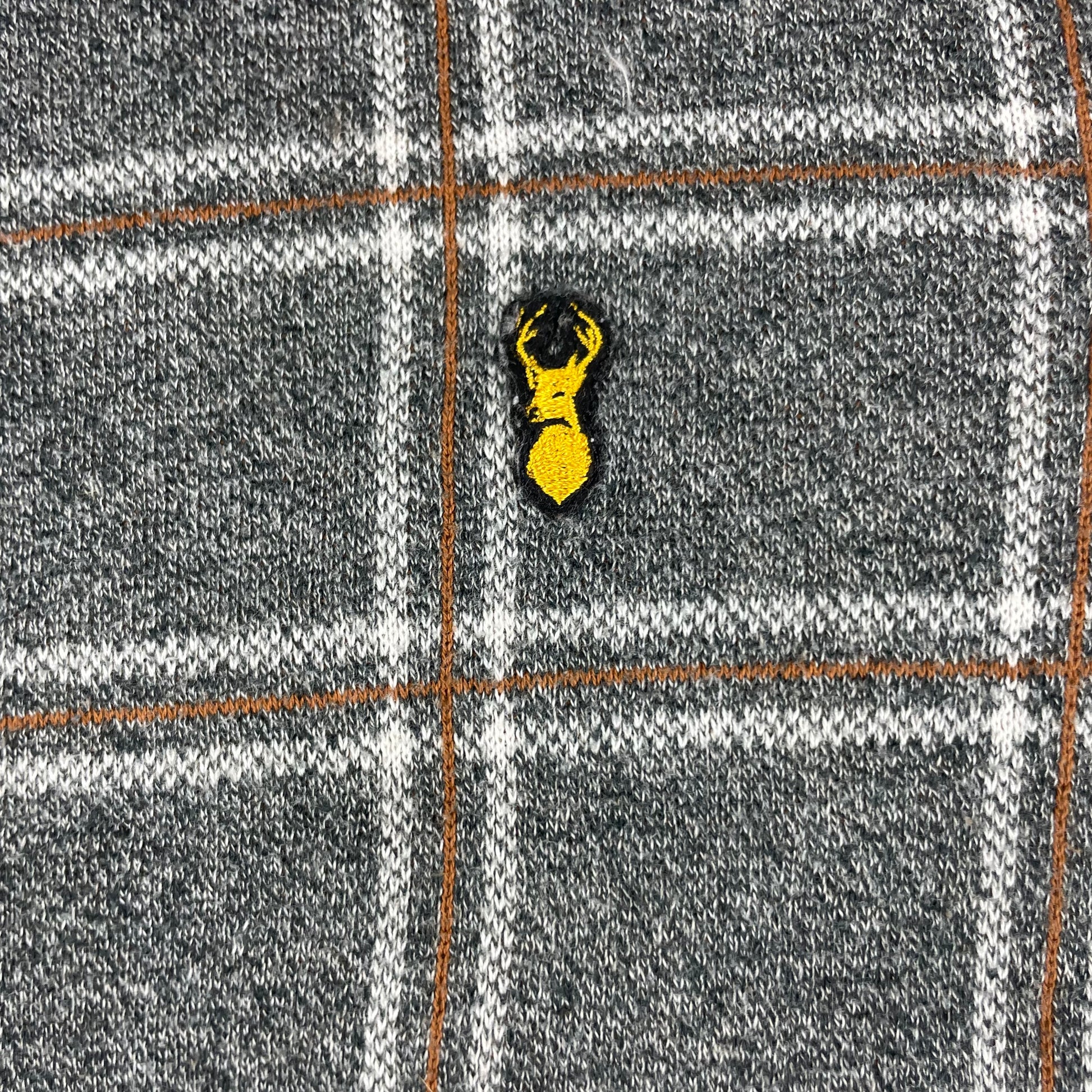 Grauer karierter Pullover aus Bio-Baumwolle für Jungen – logo