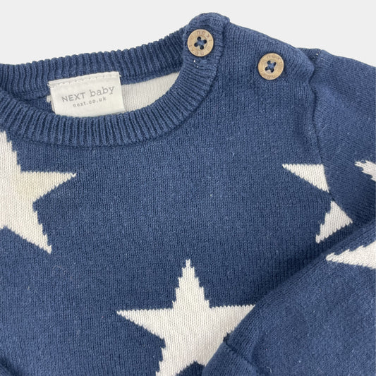 Blauer Pullover mit Sternenmuster für Babys – detail