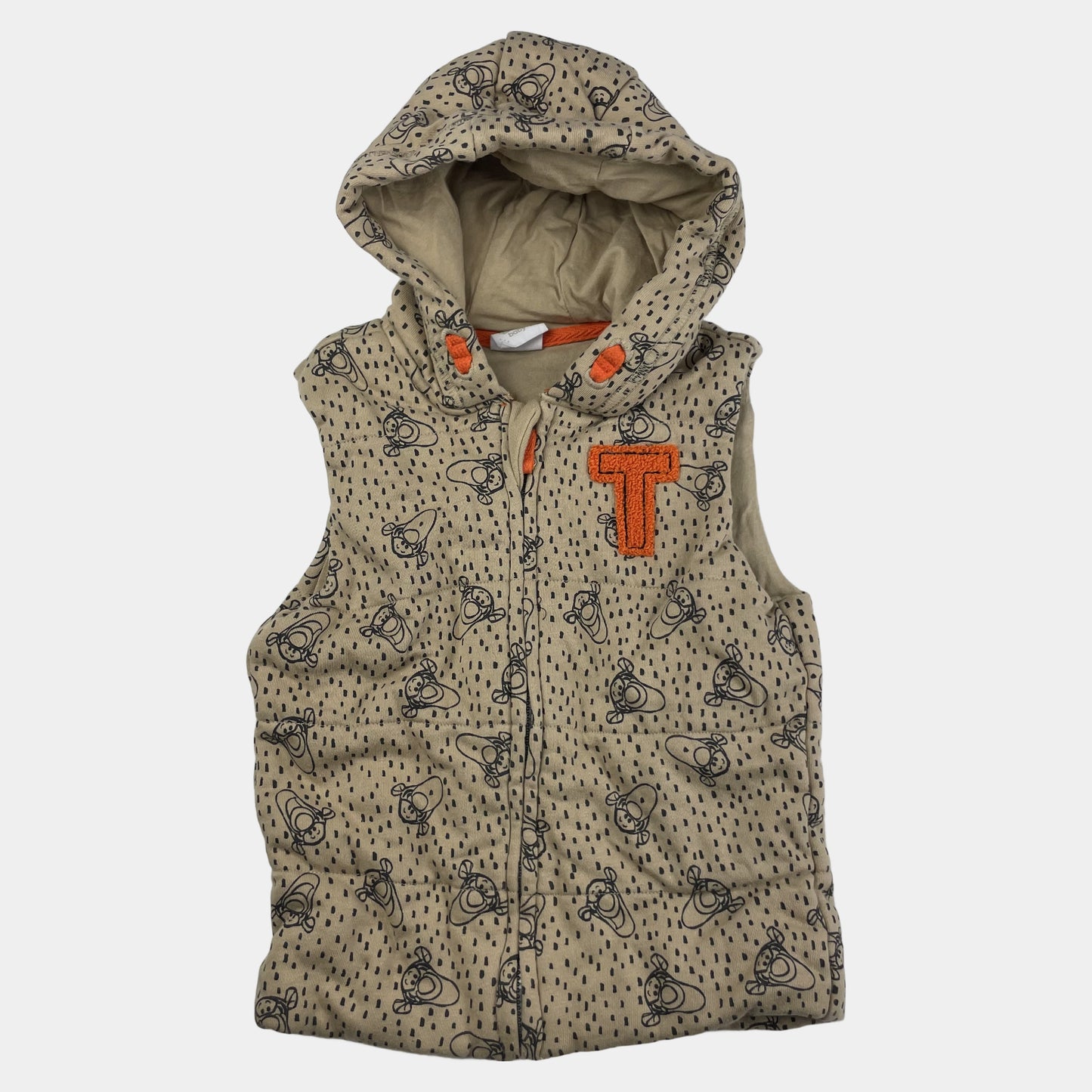 Beige Weste mit Kapuze und spacigem Muster – front