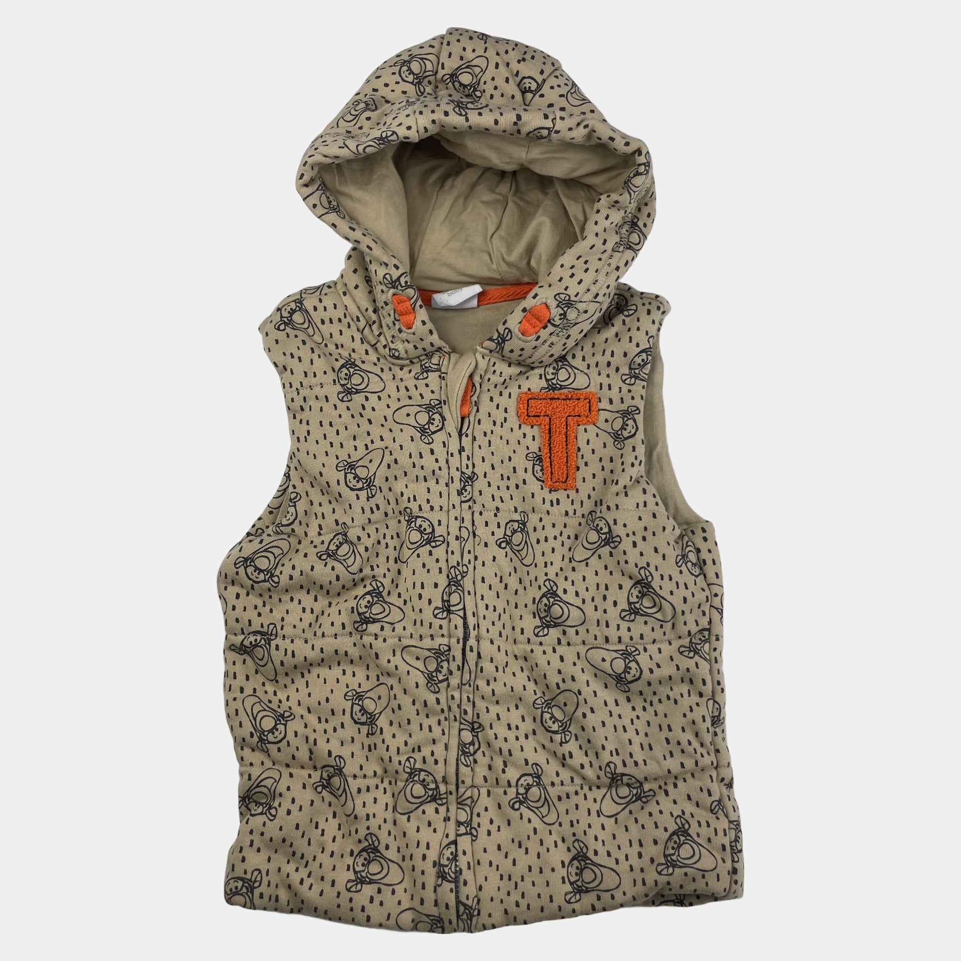 Beige Weste mit Kapuze und spacigem Muster – front