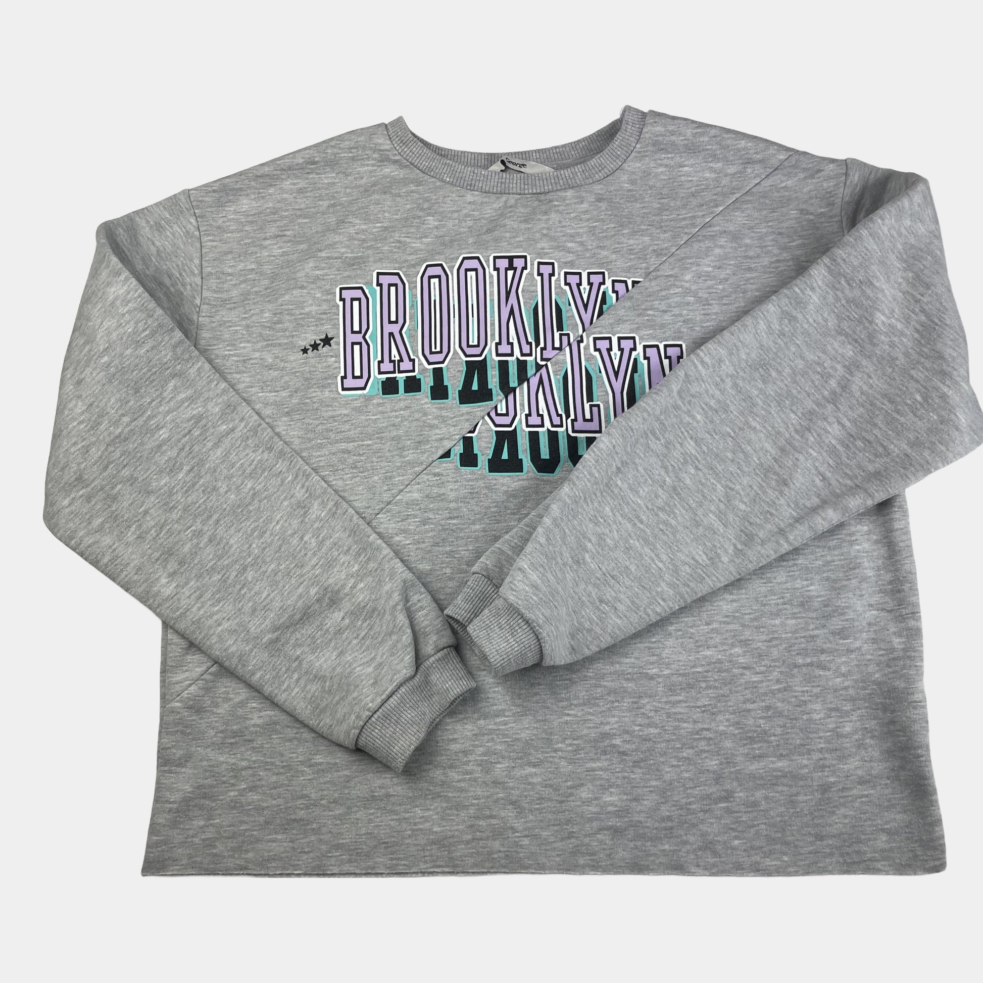 Graues Sweatshirt mit Brooklyn-Print, Größe 12-13 Jahre (152-158 cm), von George – front