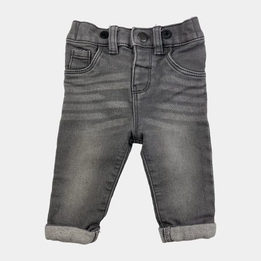 Graue Denim-Baby-Jeans mit Gürtelschlaufen und Knopfverschluss – front
