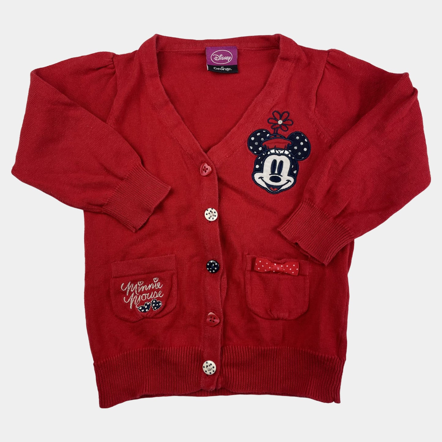 Rote Strickjacke mit Minnie-Motiv für 9-12 Monate – front