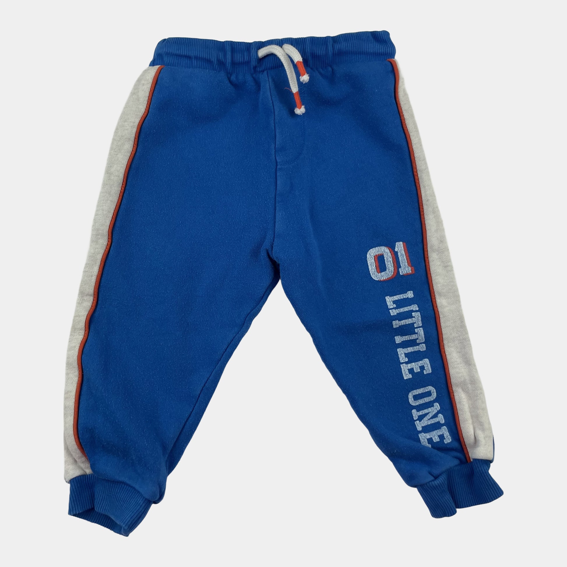 Blaue Kinder-Jogginghose mit weißem Streifen – front