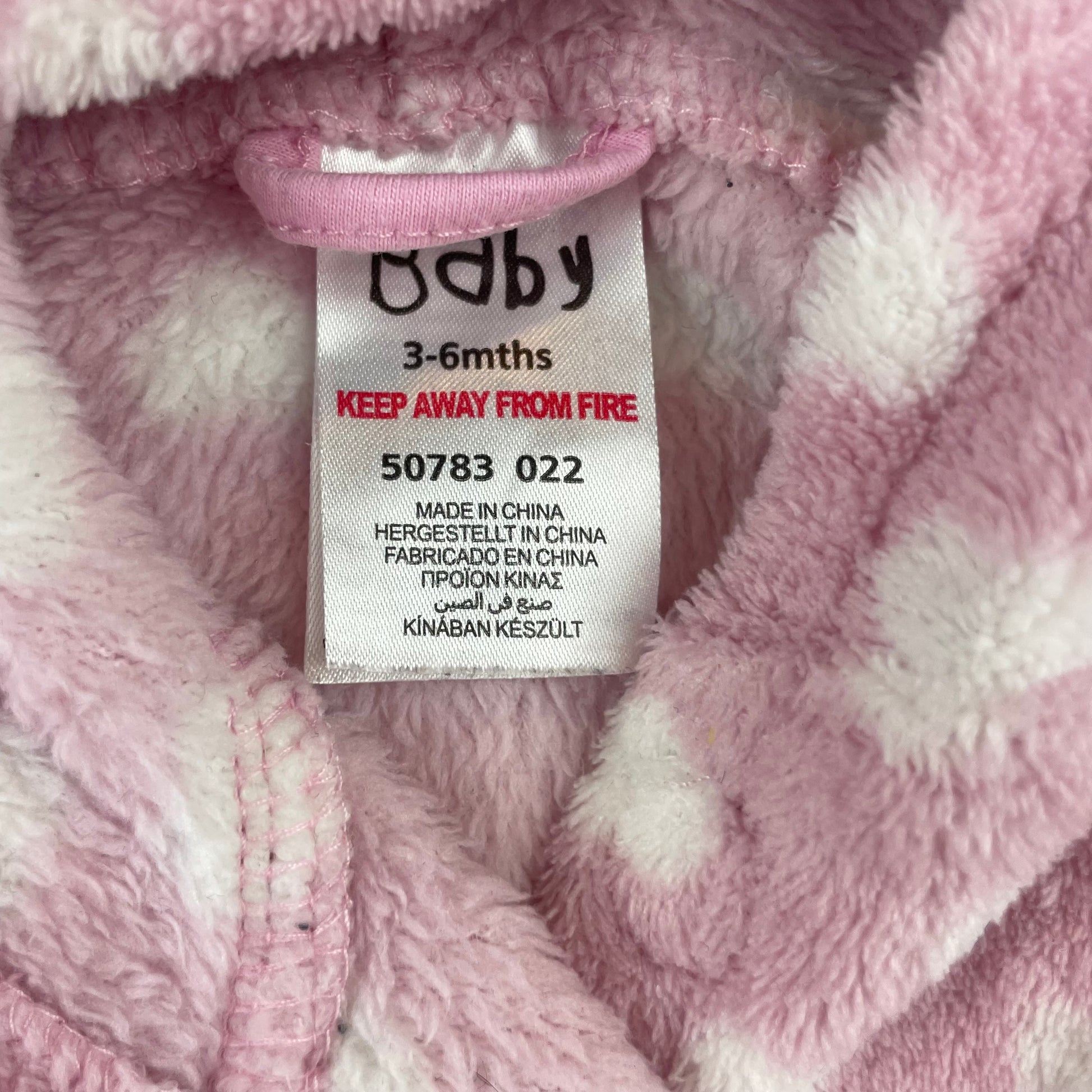 Rosa Bademantel aus Polyester mit Herzmuster und Kapuze für Babys – label