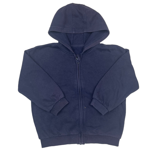 Dunkelblaue Kinder-Sweatjacke mit Kapuze und Reißverschluss von George, Größe 3–4 Jahre – front